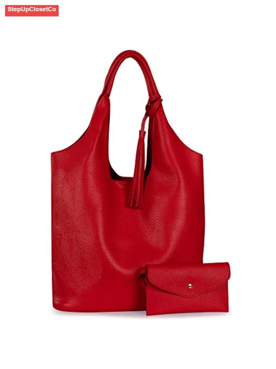 Handbags - Slouchy Hobo Bag Vegan Leather Tassel Shoulder Purse w Wallet